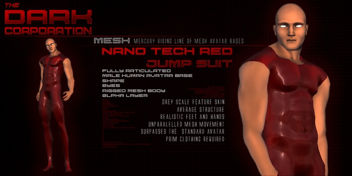 ))Dark Corp(( Mercury Rising v3.0 {average} Nano tech red jumpsuit