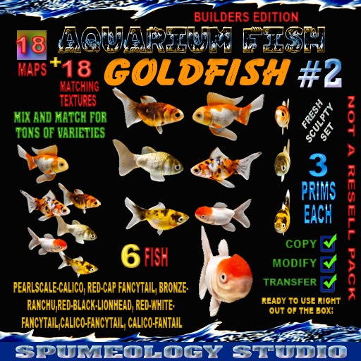 Aquarium Fish Set #2 Goldfish/Gold Fish Sculpty Maps and Textures 