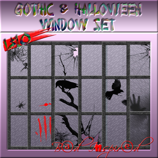 Gothic and Halloween windows set