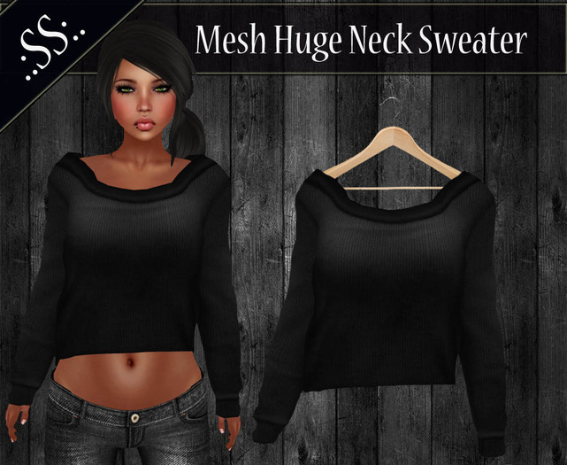 .:SS:. BLACK MESH HUGE NECK SWEATER 