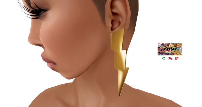 [7891.] - Bolt Earrings - Gold (W\Reszie)