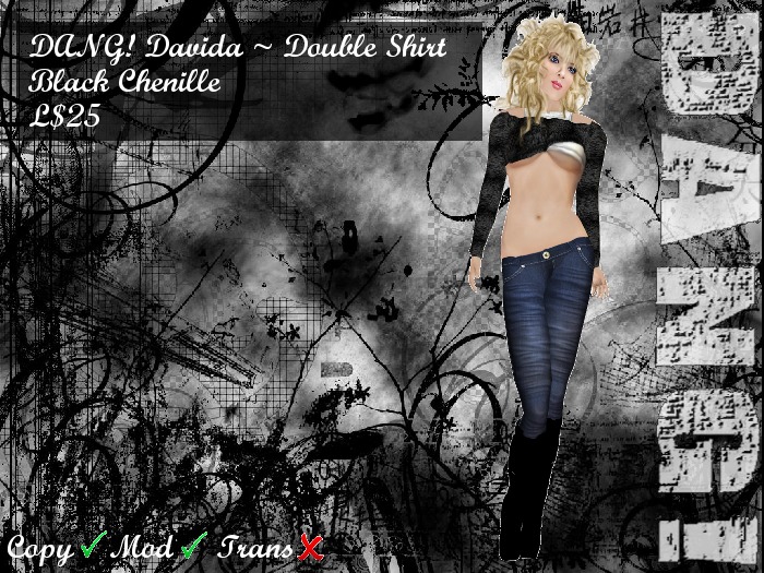 DANG! Davida ~ Double Shirt Black Chenille