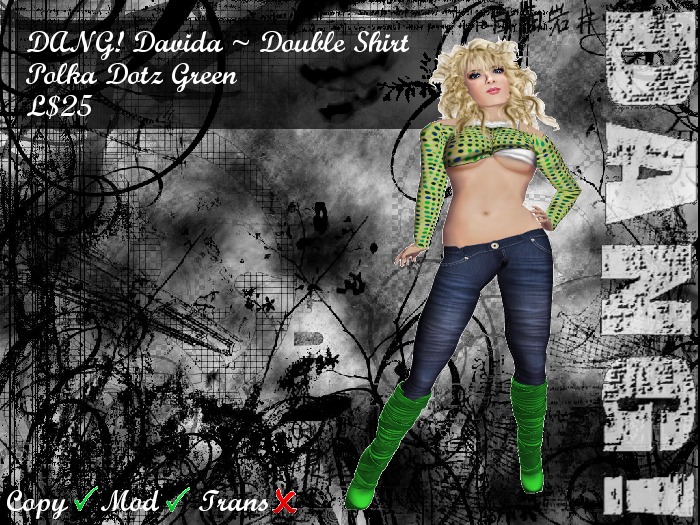 DANG! Davida ~ Double Shirt Polka Dotz Green