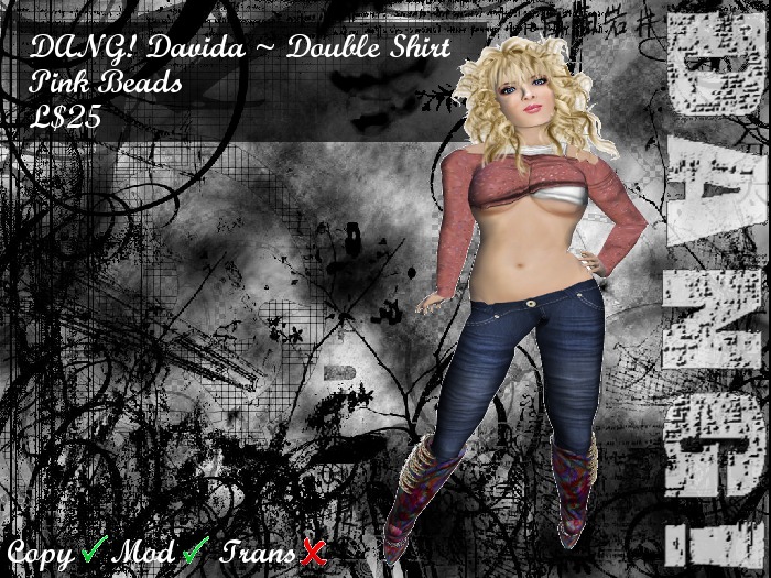 DANG! Davida ~ Double Shirt Pink Beads
