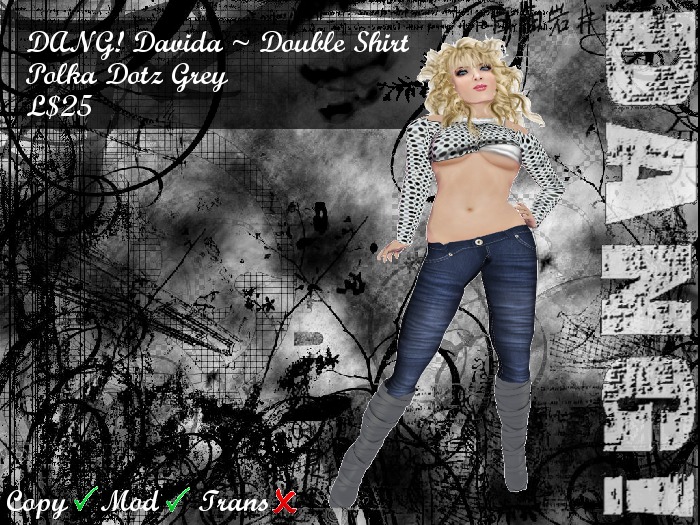 DANG! Davida ~ Double Shirt Polka Dotz Grey