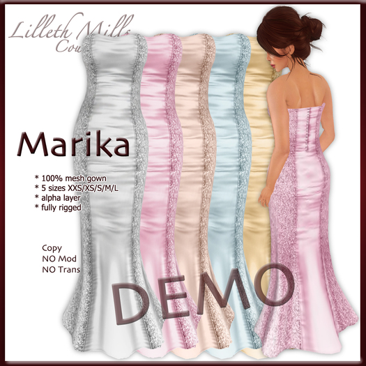 - DEMO - LMC Marika - fully Rigged Mesh Gown - DEMOS 