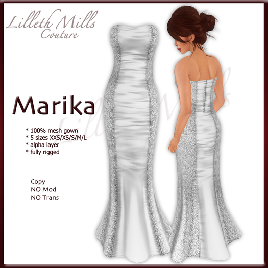 LMC Marika - fully Rigged Mesh Gown - Silver