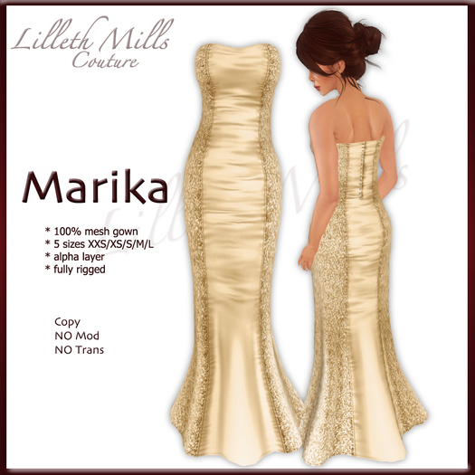 LMC Marika - fully Rigged Mesh Gown - Gold