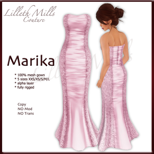 LMC Marika - fully Rigged Mesh Gown - Pink