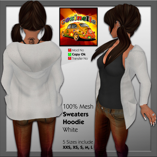 Coxi - MESH - Women Sweater Hoodie - White