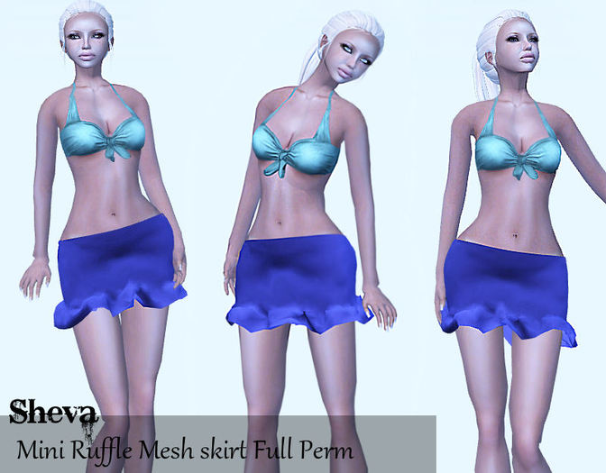 ***Sheva***Mini Mesh Ruffle Skirt Full Perm