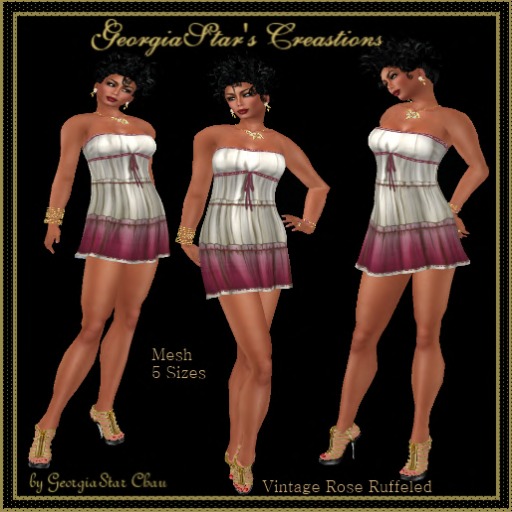 GSC Vintage Rose Ruffled Mesh Dress