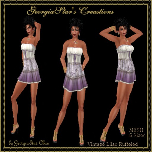 GSC Vintage Lilac Ruffled Mesh Dress