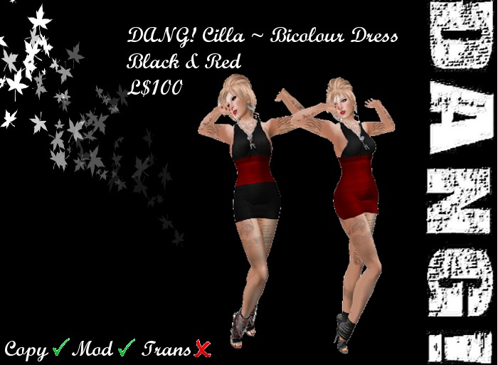 DANG! Cilla ~ Bicolour Dress ~ Black & Red