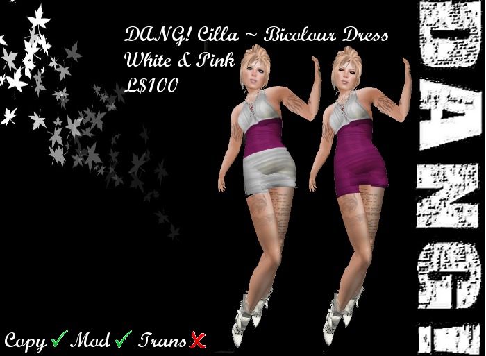 DANG! Cilla ~ Bicolour Dress ~ White & Pink