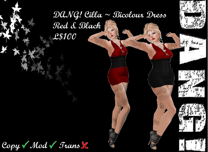 DANG! Cilla ~ Bicolour Dress ~ Red & Black