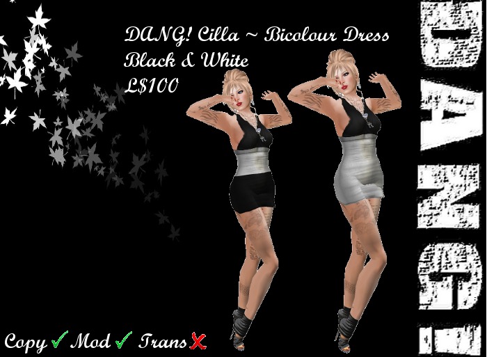 DANG! Cilla ~ Bicolour Dress ~ Black & White