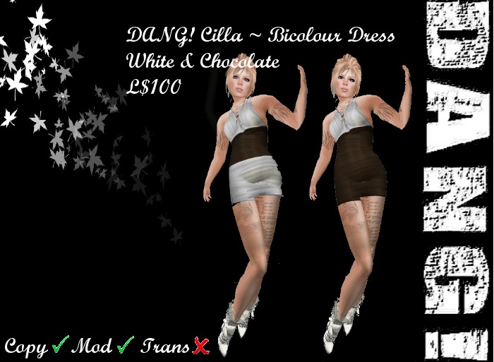 DANG! Cilla ~ Bicolour Dress ~ White & Chocolate