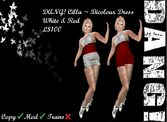 DANG! Cilla ~ Bicolour Dress ~ White & Red
