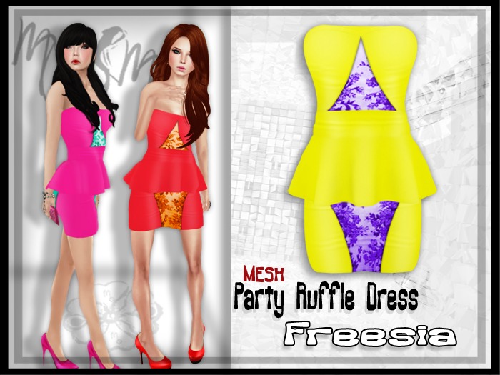 -{mosmo}-MESH-Party Ruffle Dress{Freesia}