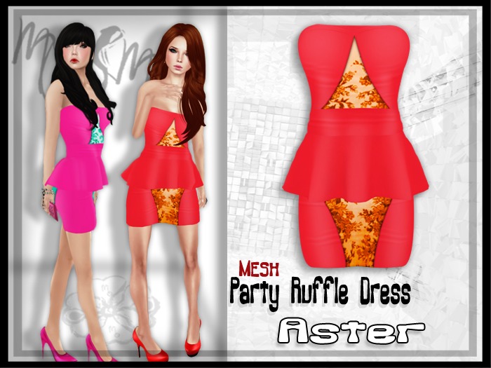 -{mosmo}-MESH-Party Ruffle Dress{Aster}