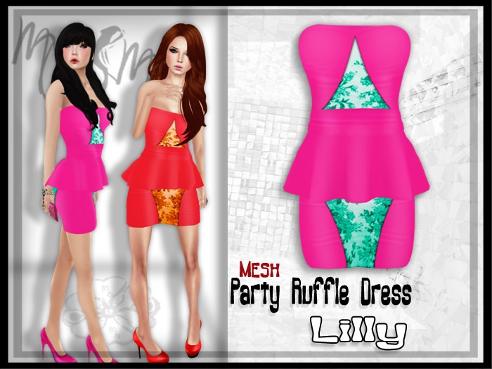 -{mosmo}-MESH-Party Ruffle Dress{Lilly}