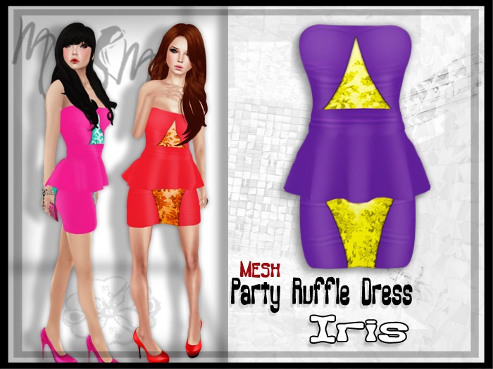 -{mosmo}-MESH-Party Ruffle Dress{Iris}