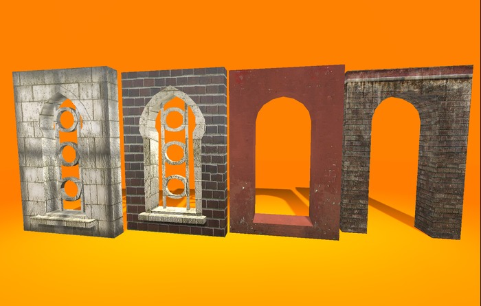 1+ prim full perm "Arched Window Type.003 w Sill & Arc" sculpt maps kit, any texture