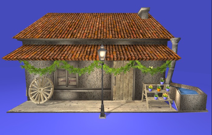 28 prims "Village Furnitured House" type.001.1 any texture, furnitured, effect scripted (mod*, copy)