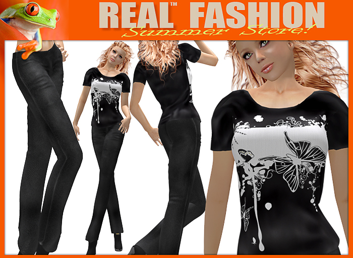 "Refreshing" tshirt and pants set BLACK - Mesh