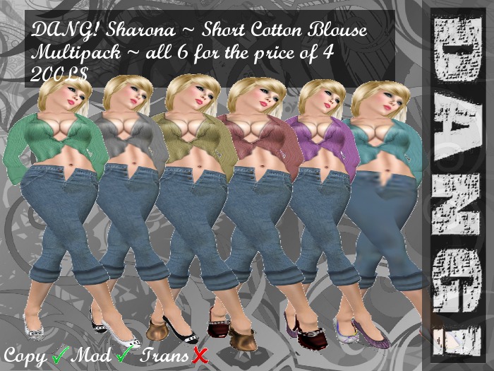 DANG! Sharona ~ Short Cotton Blouse ~ Multipack