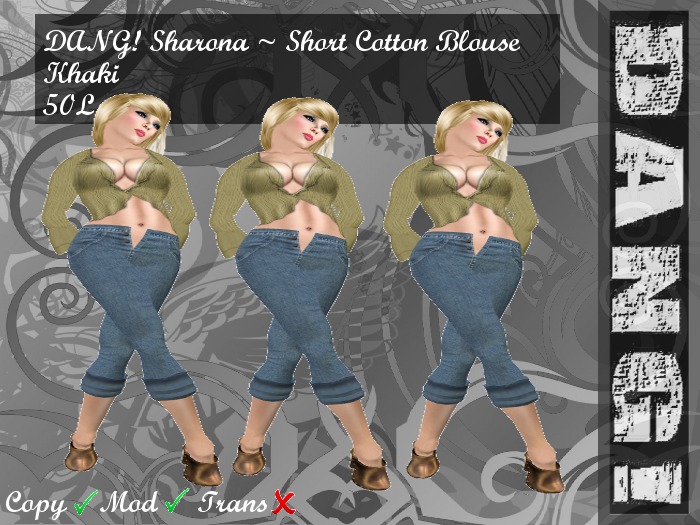 DANG! Sharona ~ Short Cotton Blouse ~ Khaki