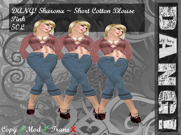DANG! Sharona ~ Short Cotton Blouse ~ Pink