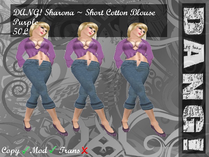 DANG! Sharona ~ Short Cotton Blouse ~ Purple