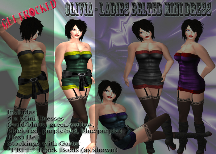 OLIVIA - Belted Mini Dress GREEN/YELLOW