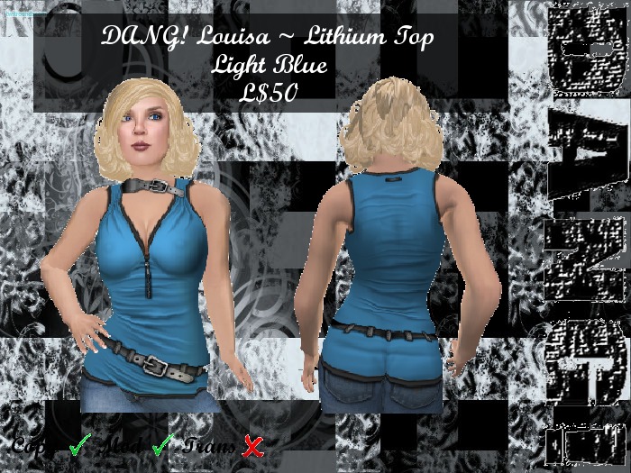 DANG! Louisa ~ Lithium Top ~ Light Blue