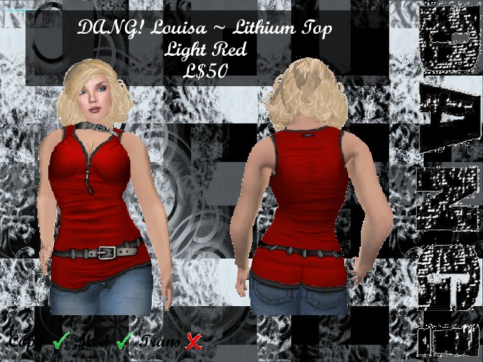 DANG! Louisa ~ Lithium Top ~ Light Red