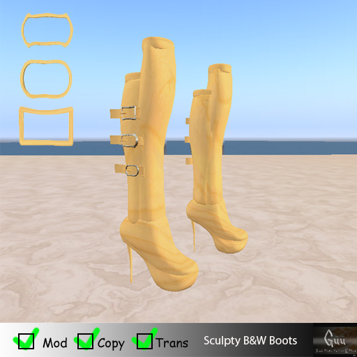 -=((Guu))=- Sculpty B&W Boots [BOXED] Sexy Boots and Sculpted MAP FULL PERMS 