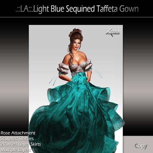 .::LA::.Light Blue Sequined Taffeta Gown