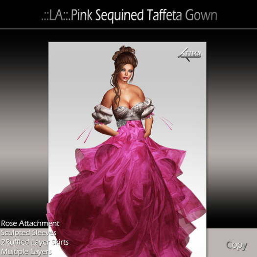 .::LA::.Pink Sequined Taffeta Gown