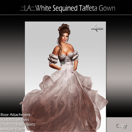 .::LA::.White Sequined Taffeta Gown