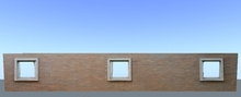 Full Perms Three Windows Brick Wall 1 Prim CMT Y  