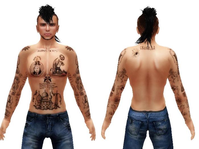 -Tintable- Russian Criminal Upper Body Tattoo V2