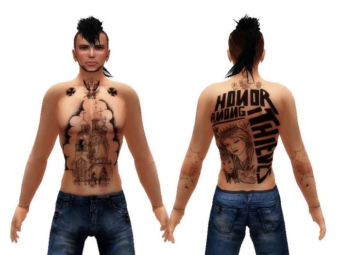 -Tintable- Russian Criminal Upper Body Tattoo V1 -Honor Among Thieves-