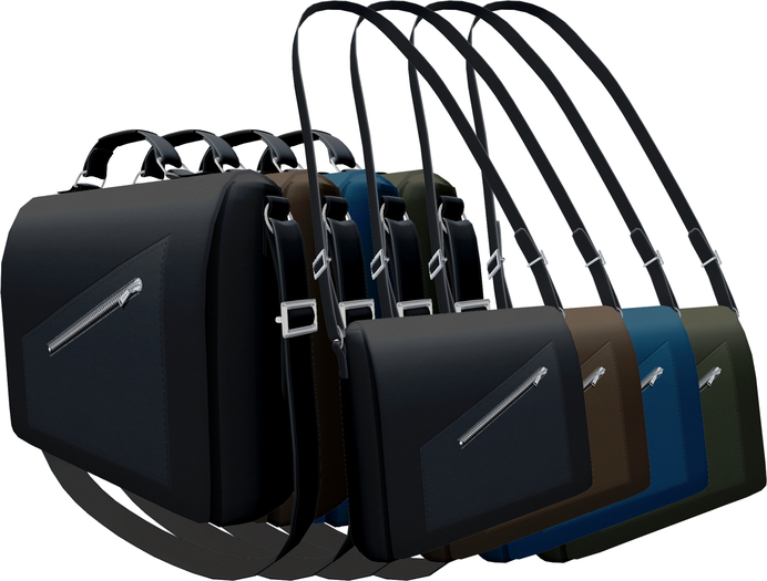 NYU - Pastel Brushed Leather Bag, Darks, Fatpack