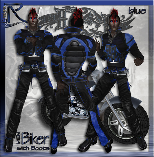 Biker2 blue MEN with BIKER BooTs - Ronjas RDesignS Collection by Ronja Pera