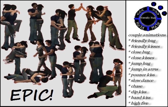  Hug/Kiss/Pounce/Dance Animator All Blue Fully Customizable 