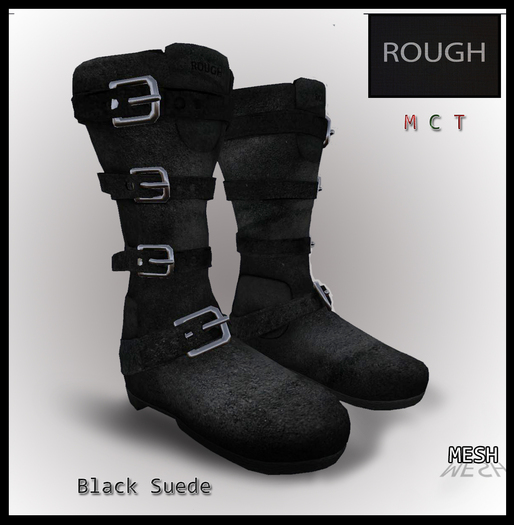 ROUGH- Black Suede Boots (MESH) 