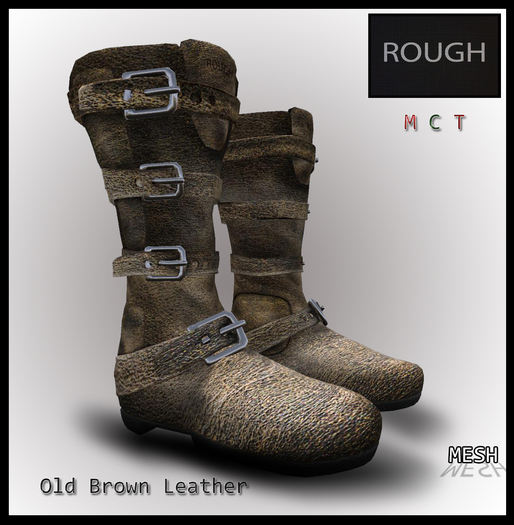 ROUGH- Brown used Leather Boots (MESH) 