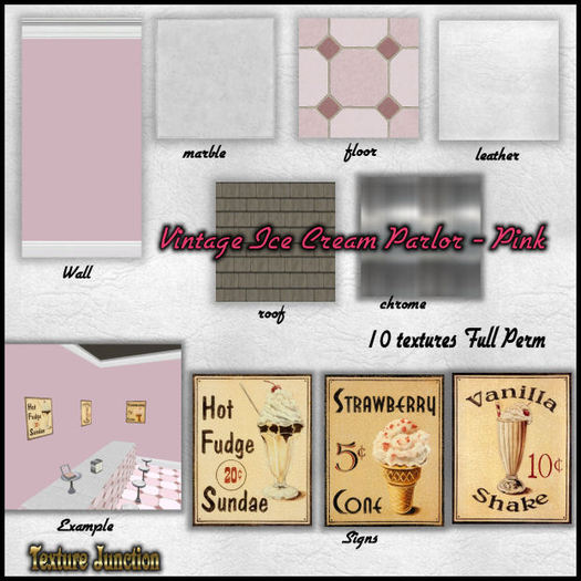 ~TJ~  Vintage Ice Cream Parlor - Pink  Texture Set